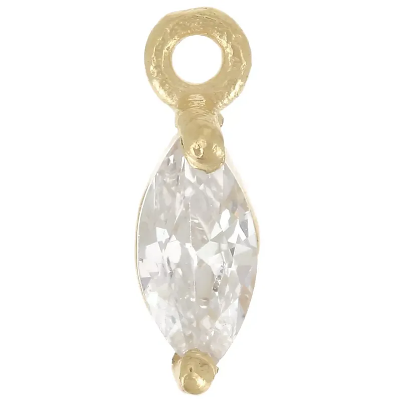 Direttamente Dal Produttore Breloque navette 9.5x3 mm avec oxyde de Zirconium - Doré à l'or fin - Crystal x1