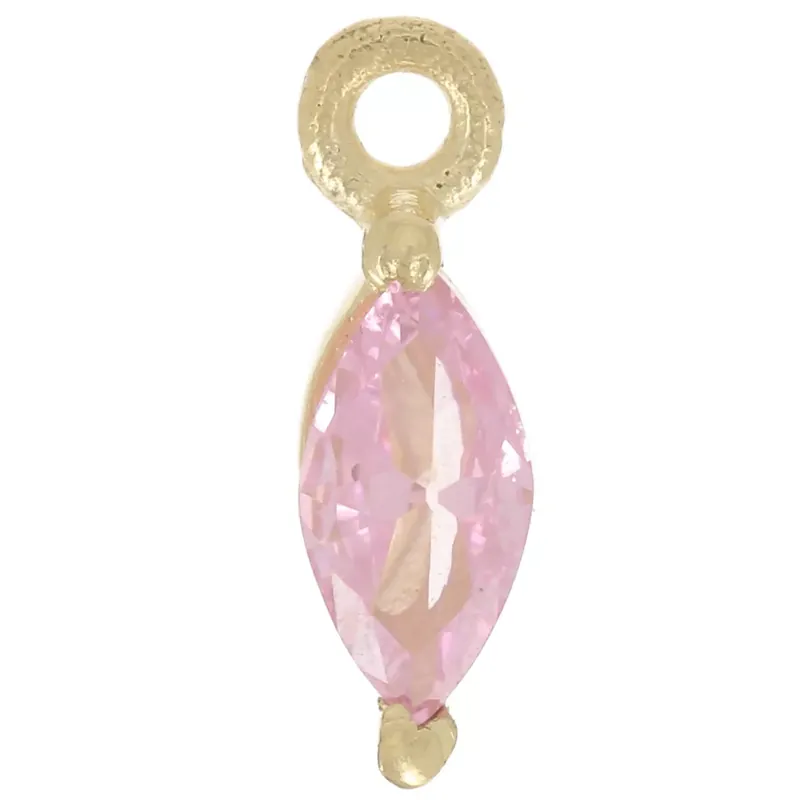 Scelto Dai Clienti Breloque navette 9.5x3mm avec oxyde de Zirconium - Doré à l'or fin - Rose x1