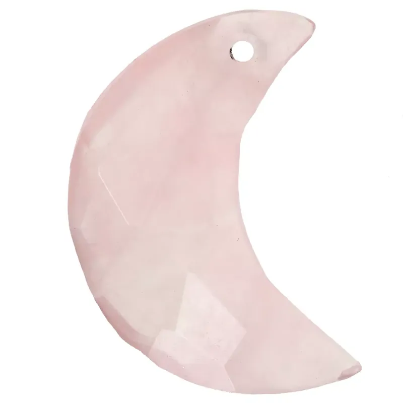 Sconto Pendentif demi-lune facetté 20×14 mm en pierre gemme – Quartz rose x1