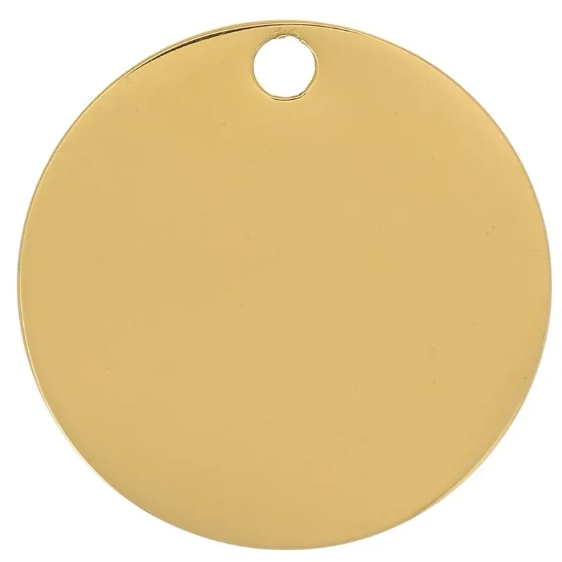 Sequin rond 15 mm – médaille à graver – Acier inoxydable 316L Doré x1 Offerta Lampo
