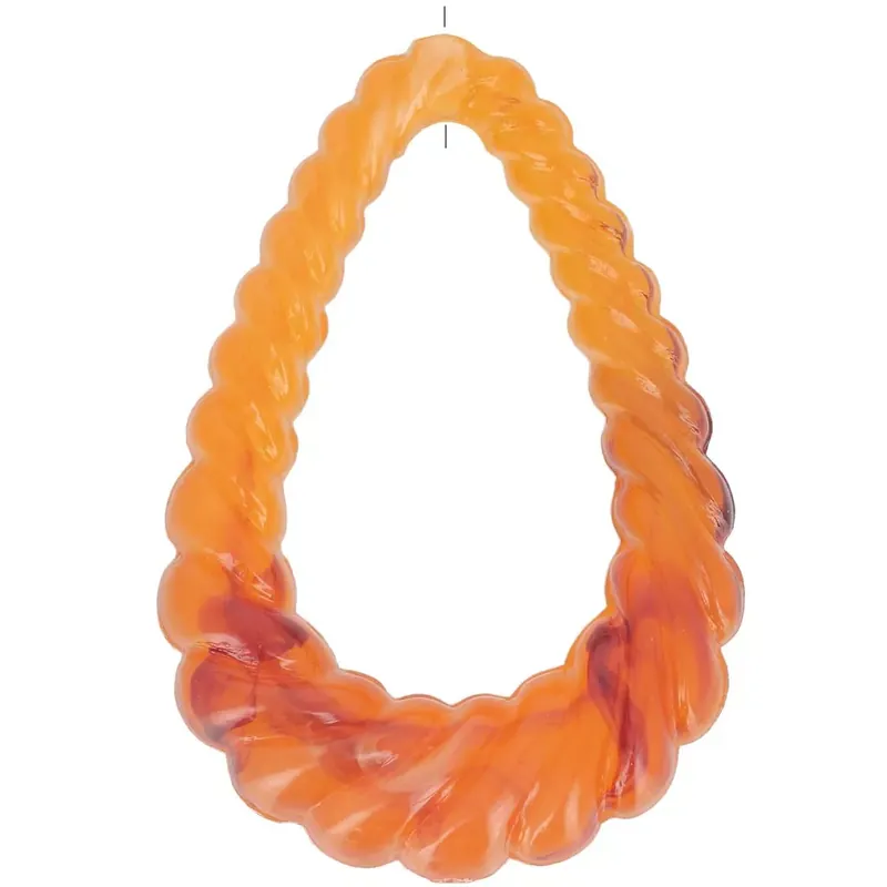 Pendentif goutte évidé torsadé 36×24.5 mm résine transparente – Abricot marbré x1 Offerta Del Giorno