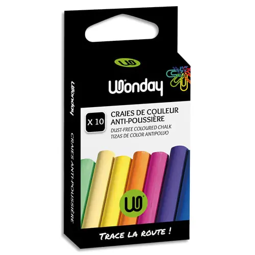 WONDAY Boîte de 10 craies anti-poussière coloris assortis Di Tendenza