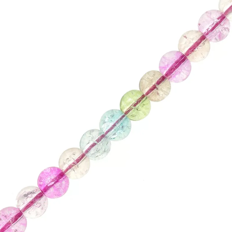 Super Prezzo Perles en verres rondes 6.5 mm – Cracked Beads – Multicolore x38cm