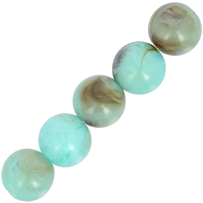 Must-Have Perles en résine opaque 6 mm – Turquoise marbré x20