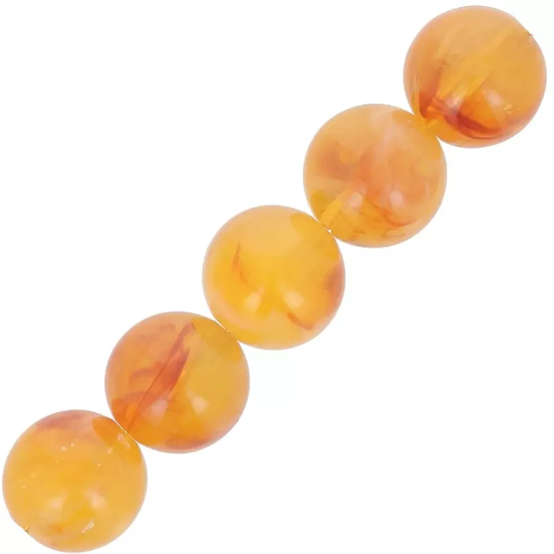 Autentico Perles en résine transparente 6 mm – Abricot marbré x20