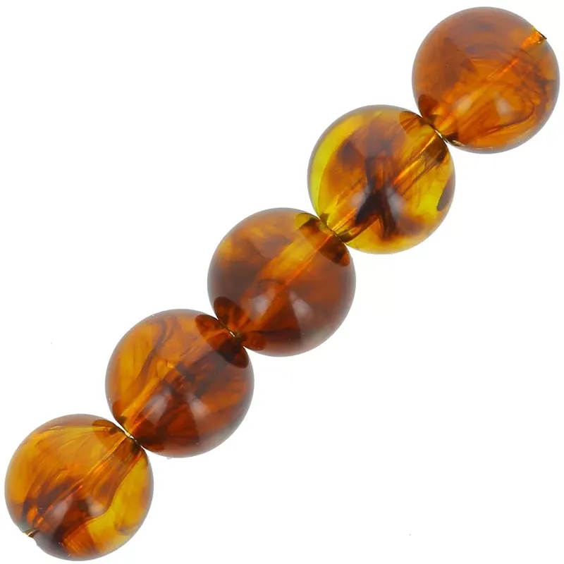 Esclusivo Perles en résine transparente 6 mm – Ambre marbré x20