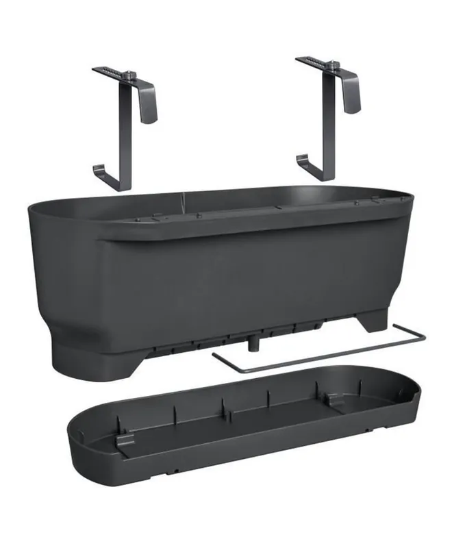 Offerta Speciale Pot de fleurs noir pour balcon L 21.2 x W 52 x H 19.4 cm