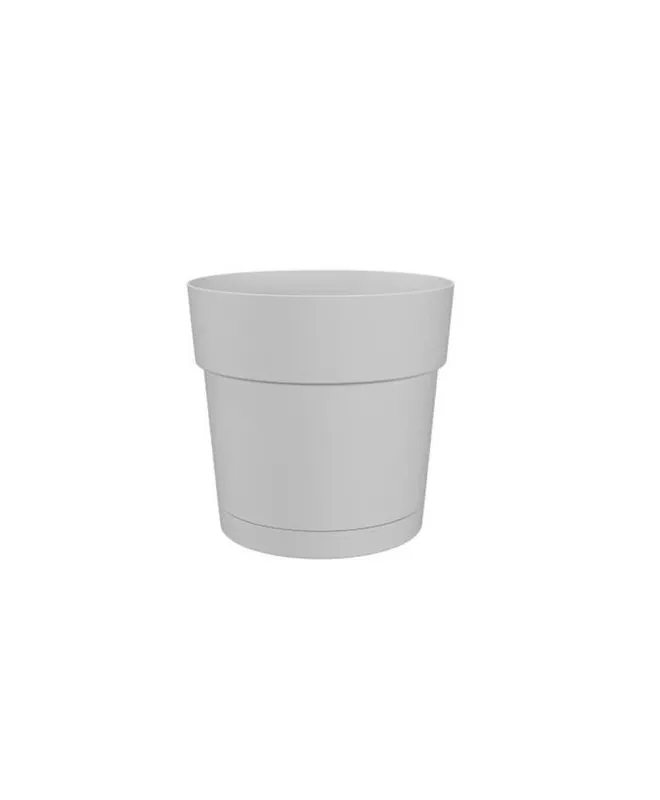 Fatto A Mano Pot à fleurs et plantes rond plastique – Réservoir d&rsquo;eau – Ø 30 cm – Taupe
