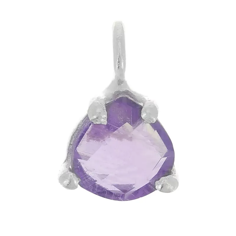 Ultimissimo Modello Pendentif triangle facetté avec serti griffe 10×7 mm – Argent 925 – Amethyste