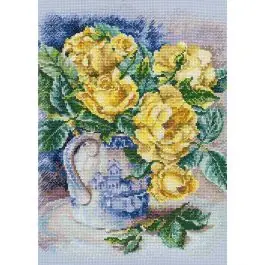 Kit broderie point de croix RTO Roses jaunes Nuova Collezione