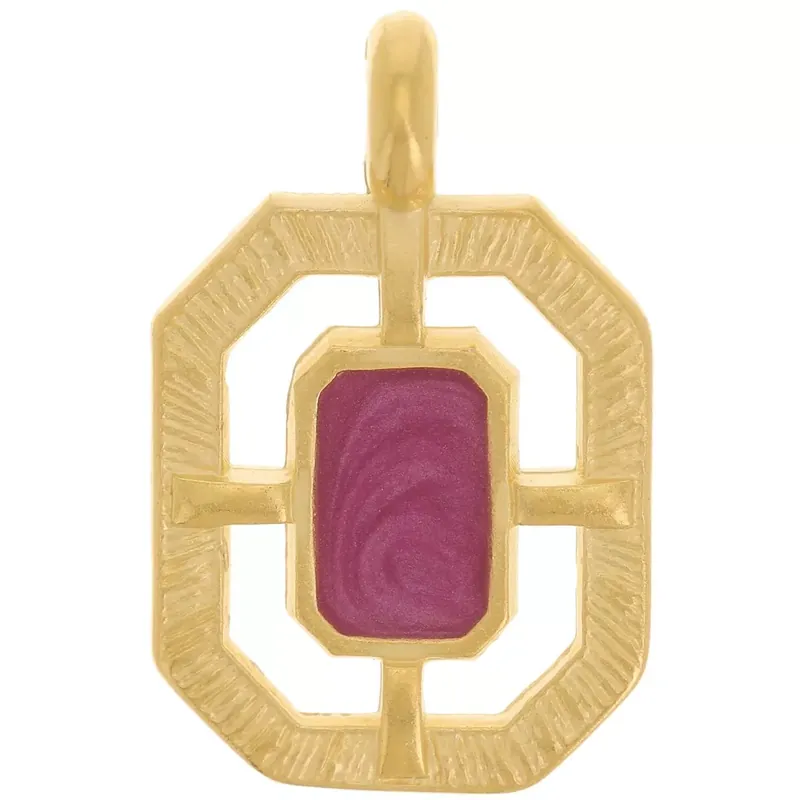 Vendita Finale Pendentif octogone texturé 21×13 mm résine époxy – Doré à l&rsquo;or fin – Prune nacré