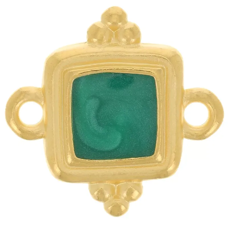Ultimissimo Modello Intercalaire carré ethnique 15 mm – résine époxy – Doré à l&rsquo;or fin – Vert nacré x1