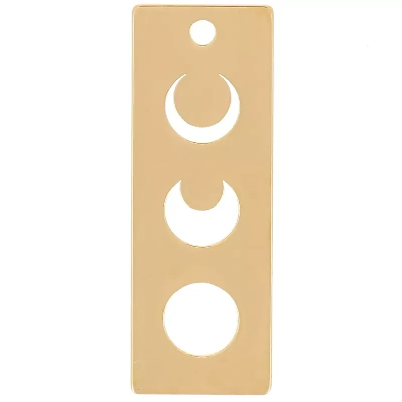 Ultimissimo Modello Pendentif rectangle évidé 18×6.5 mm motif lune – exclu Perles&Co – Doré à l&rsquo;or fin