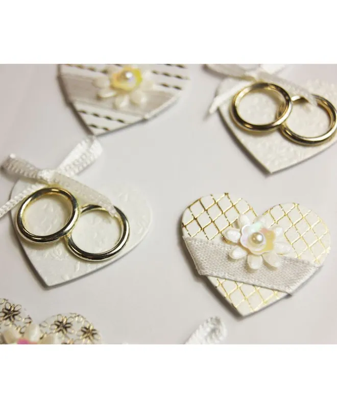 10 Autocollants 3D – Mariage coeurs – Alliances Spedizione Mondiale