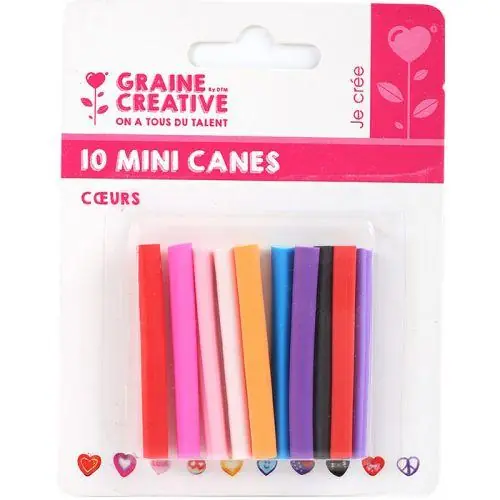 10 mini canes pâte polymère à trancher 5 x 0,5 cm – Coeurs Soddisfatti O Rimborsati