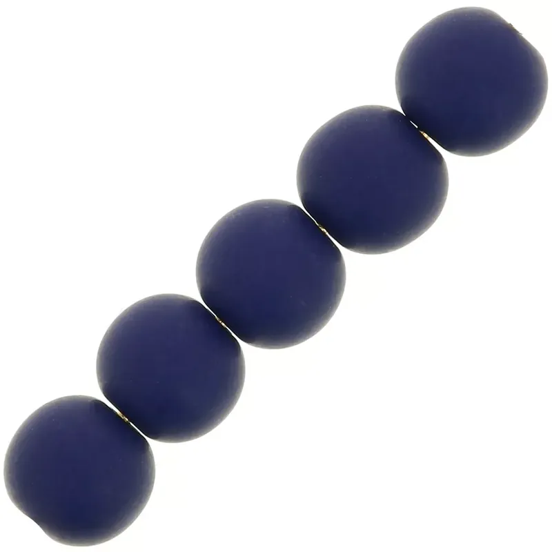 Quantità Limitata Perles en résine opaque effet mat 6 mm – Bleu marine x10