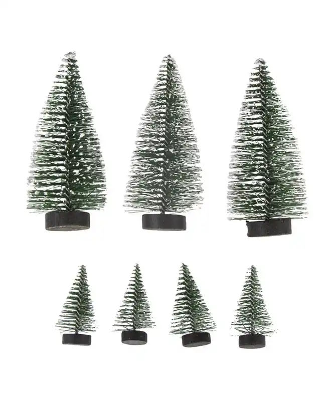 7 petits sapins décoratifs enneigés 5 cm et 10 cm Vendita Finale