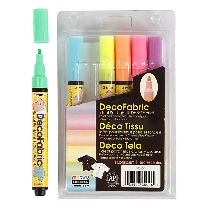 Ultimissimo Modello 6 feutres textile fluo Glitter Deco – 3 mm