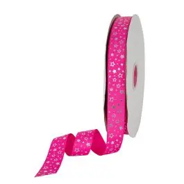 Ultimissimo Modello Ruban au mètre LMC Ruban rose avec étoiles argentées – largeur 25 mm – Vendu au mètre