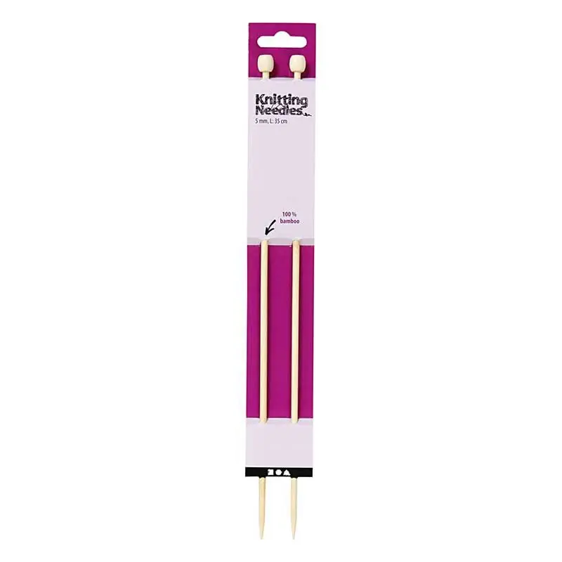 Premium 2 aiguilles à tricoter en bambou 35 cm – Ø 5 mm