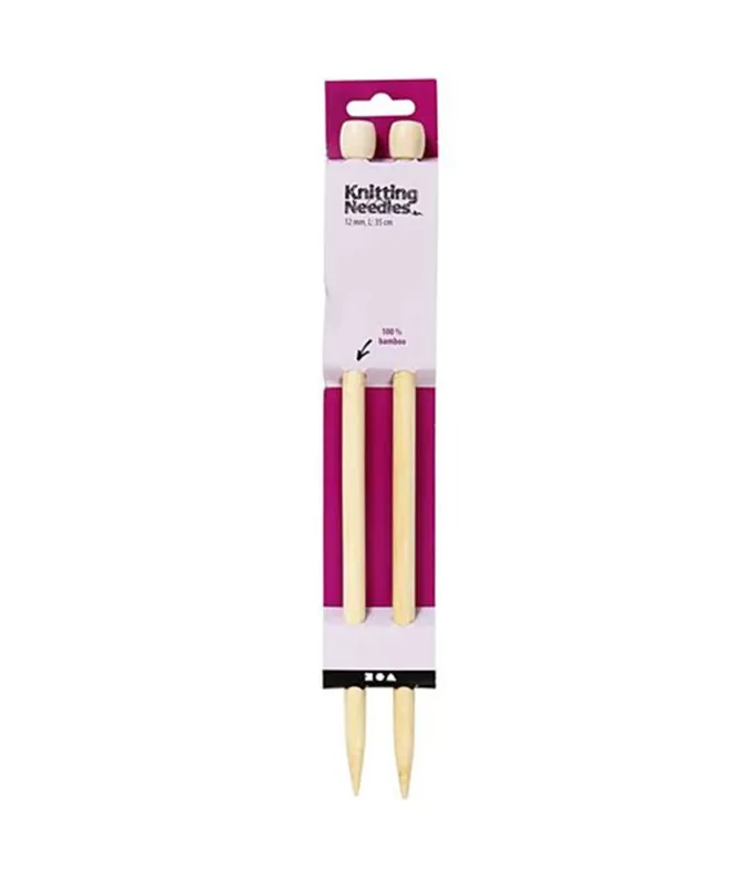 2 Aiguilles À Tricoter En Bambou 35 cm – Ø 12 mm Nuova Collezione