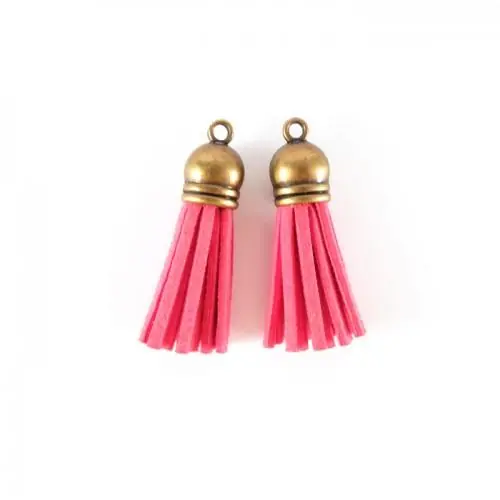 2 minis pompons en suédine 4 m – rose Occasione Imperdibile