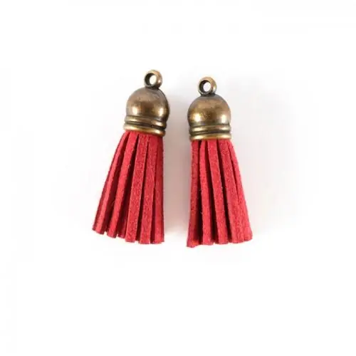 2 minis pompons en suédine 4 m – rouge Occasione