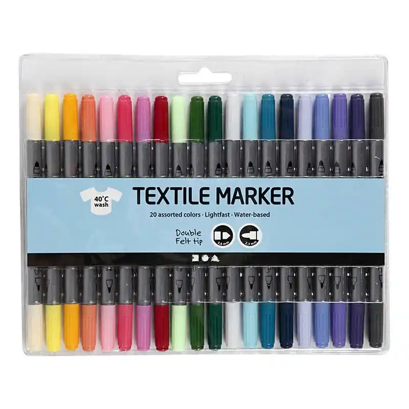 20 feutres textile à double pointe – couleurs douces Top Qualità