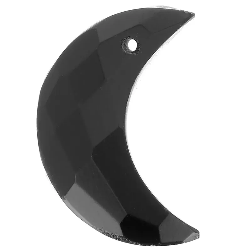 Pendentif demi-lune facetté 18×12 mm en pierre gemme – Onyx noir x1 Must-Have