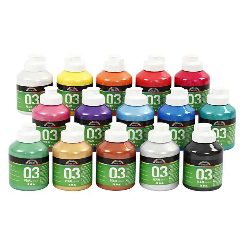 Set 15 peintures acryliques métallisées A-Color – Couleurs Assorties 500 ml Autentico