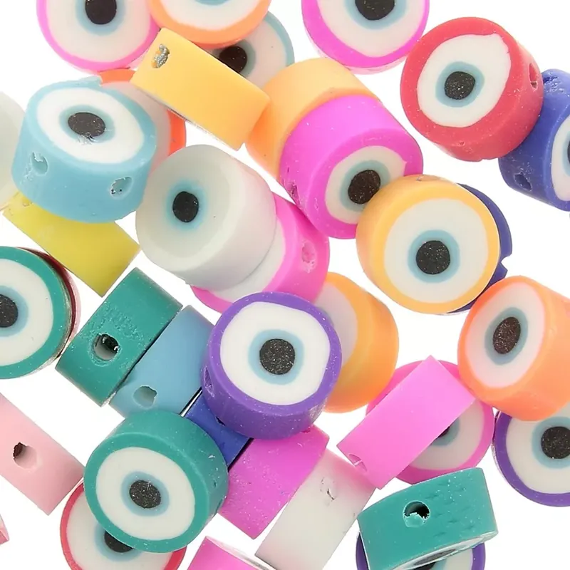 Vendita Finale Assortiment perles rondes – oeil porte bonheur – pâte polymère 9mm Multicolore x50