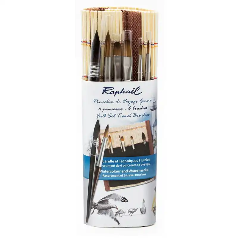 Ordine In Blocco Set de 6 minis pinceaux en bambou pour aquarelle