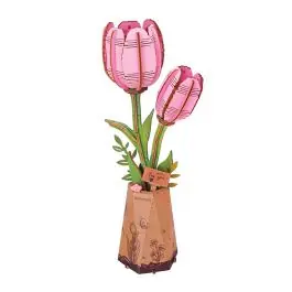 Ultimissimo Modello Puzzle 3D Bois ROWOOD Tulipes roses