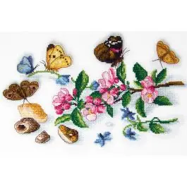 Kit broderie point de croix Charivna Mit Jardin préferé – Coquillages et fleurs Sconto
