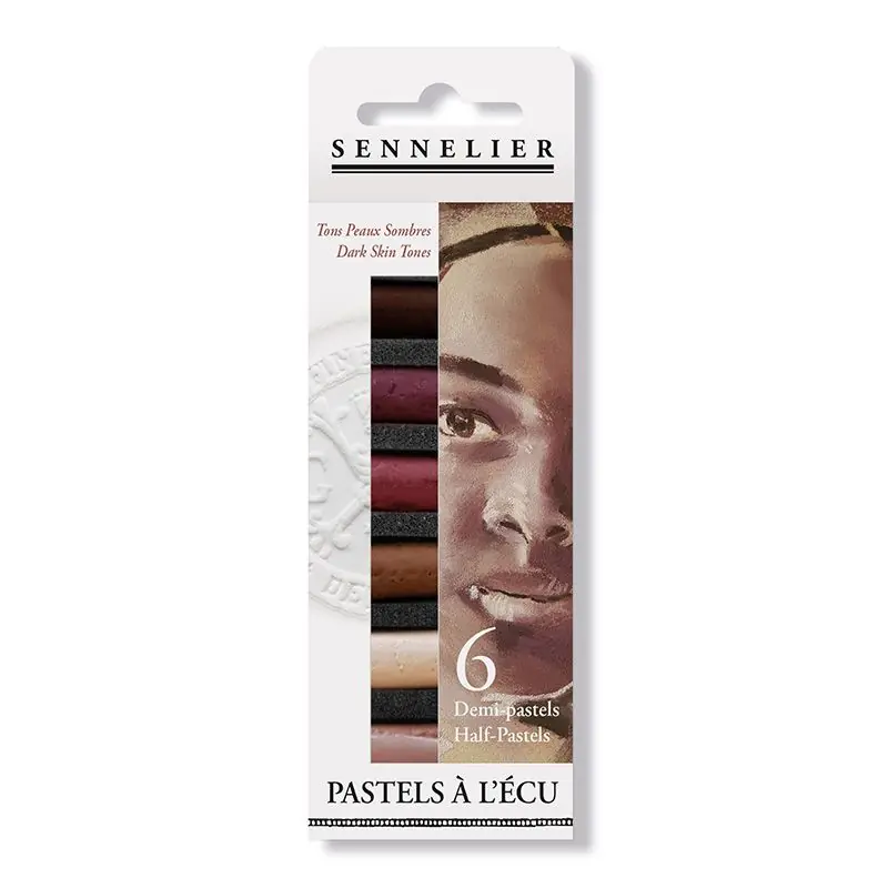 All’Ingrosso Etui pastels « A l&rsquo;écu » – 6 demi-pastels – Portrait teintes foncées