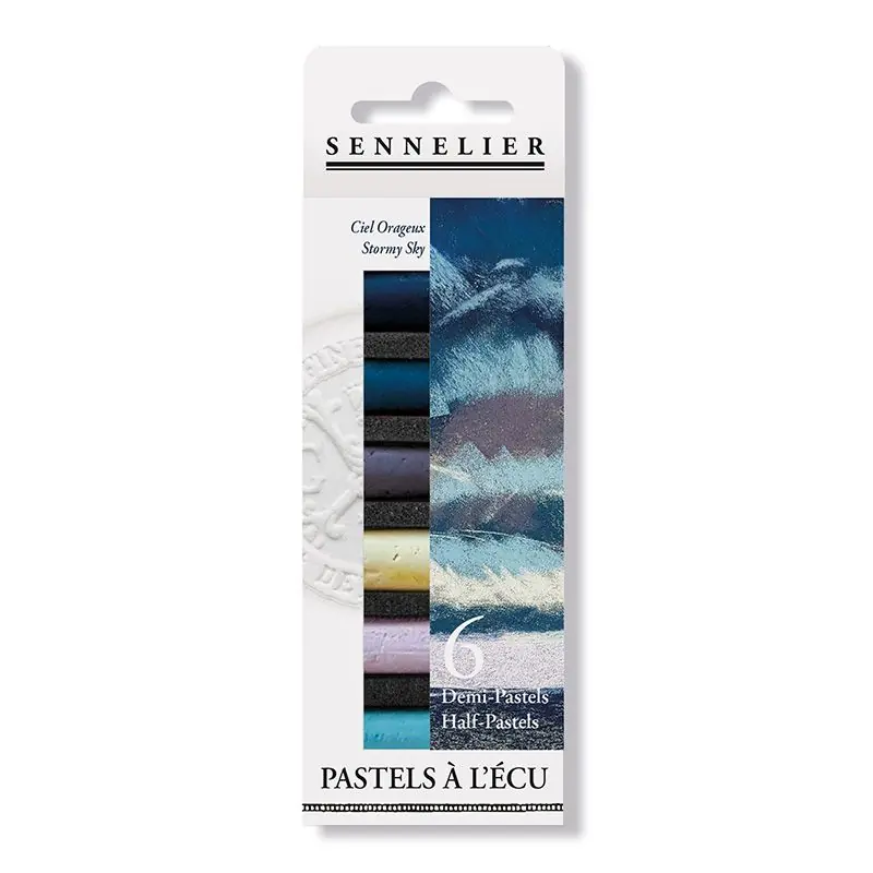 Saldi Etui pastels « A l&rsquo;écu » – 6 demi-pastels – Ciel Orageux
