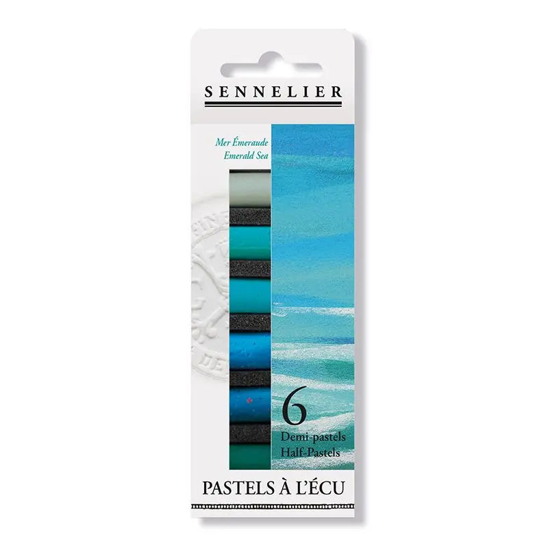 Etui pastels « A l&rsquo;écu » – 6 demi-pastels – Mer Emeraude A Buon Prezzo
