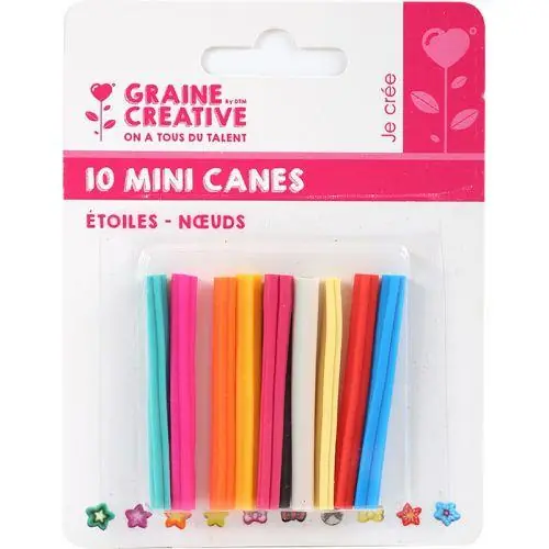 10 mini canes pâte polymère à trancher 5 x 0,5 cm – Nœuds & étoiles Reso Gratuito
