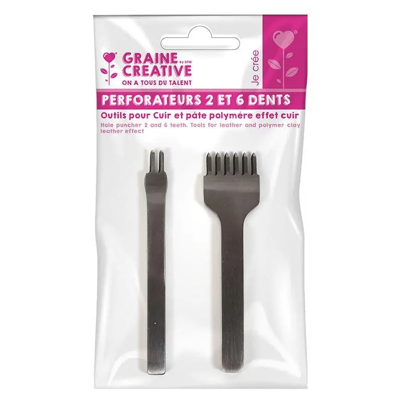 2 perforateurs 2 et 6 dents pour cuir et pâte polymère Di Tendenza