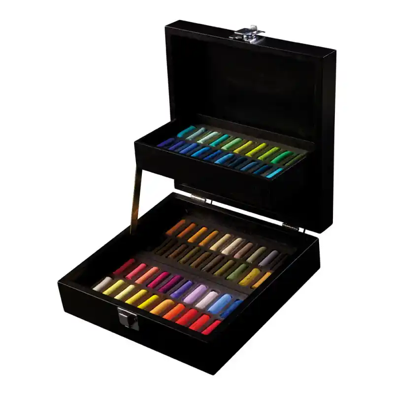 Fatto A Mano Coffret bois noir de 60 demi-pastels tendres à l’écu