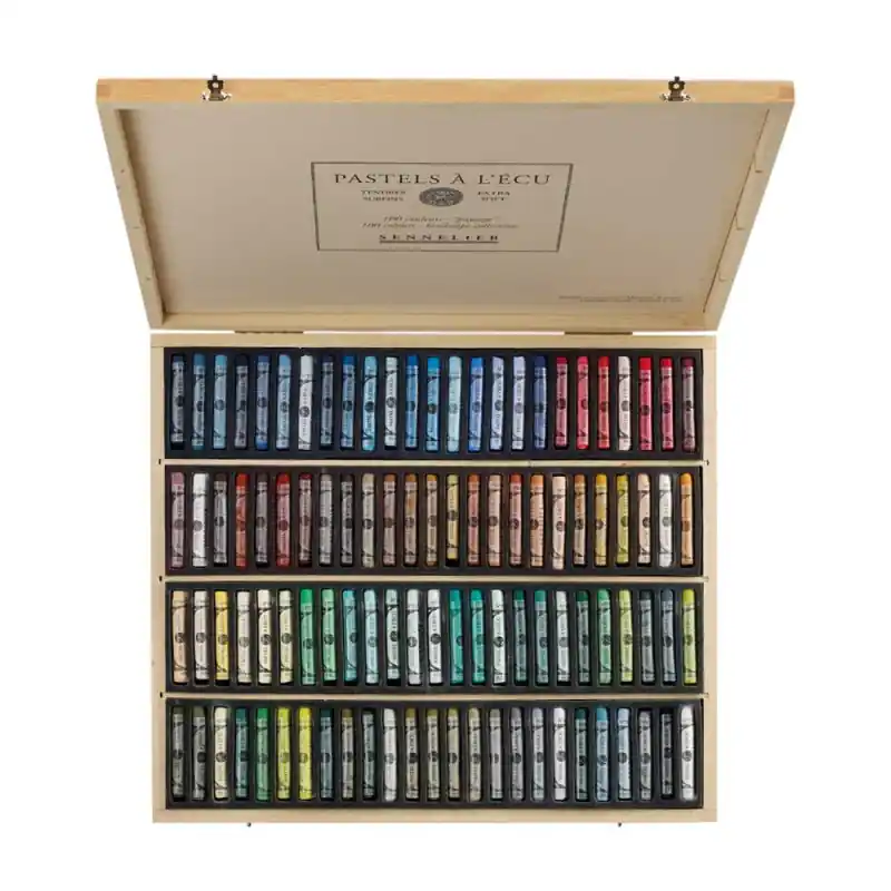 Lusso Coffret en bois de 100 pastels à l’écu Paysage Sennelier