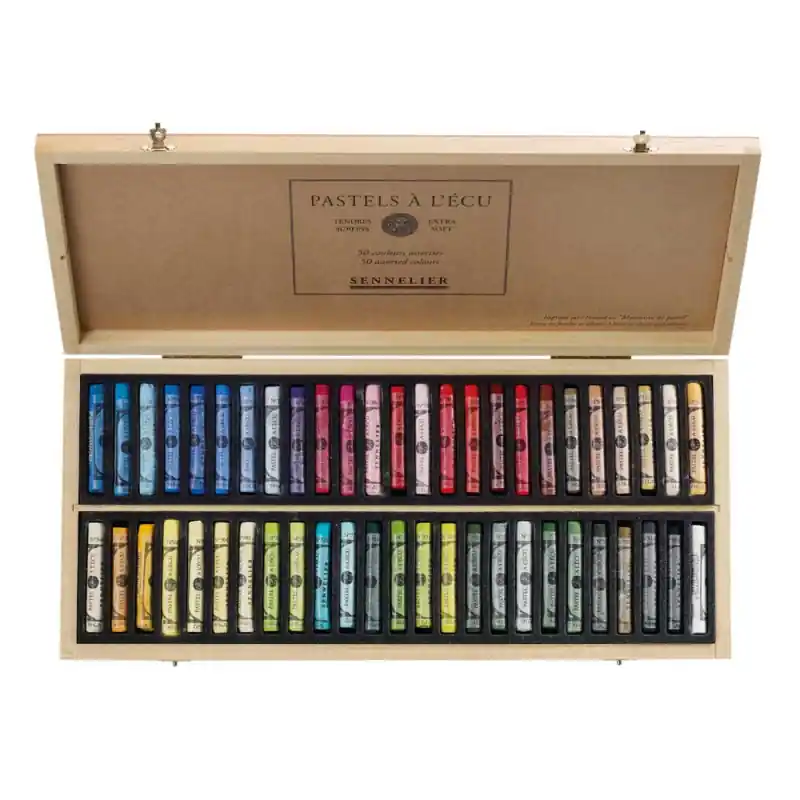 Coffret en bois de 50 pastels à l’écu Sennelier Sconto