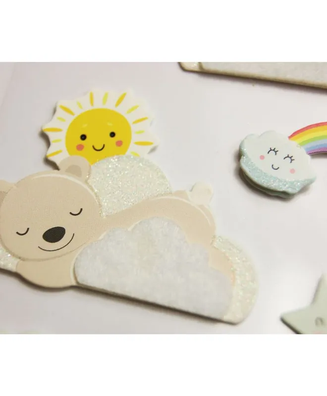 11 Autocollants 3D – Enfants dodo – Paillettes Premium