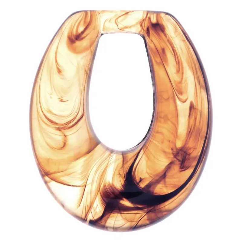 All’Ingrosso Pendentif goutte évidée en résine 33×27 mm – Transparent marbré marron x1