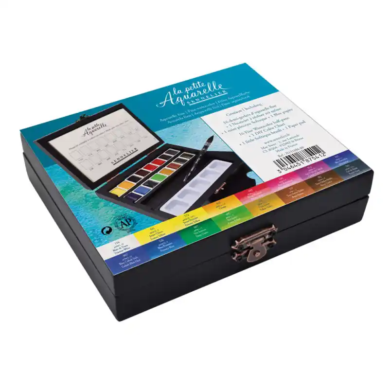 Offerta Speciale Coffret en bois de 16 demi-godets La petite aquarelle Sennelier