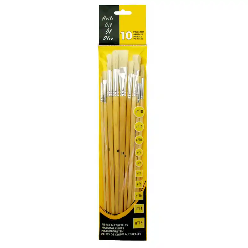 Artigianale Lot de 10 pinceaux naturels en soie de porc Sennelier