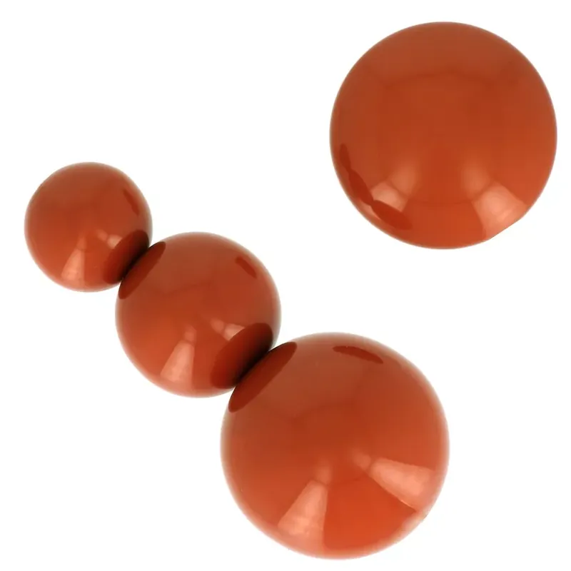 Esclusivo Assortiment 26 perles rondes 8-10-14 mm et 2 cabochons en résine opaque Terracotta