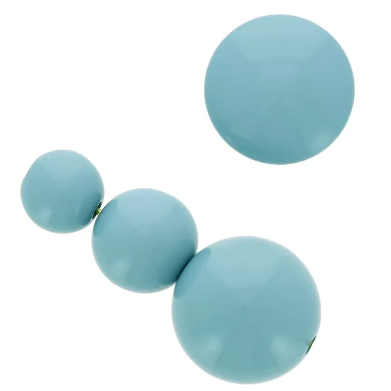 Assortiment de 26 perles rondes 8-10-14 mm et 2 cabochons en résine opaque – Bleu Fatto A Mano