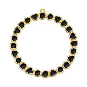 Pendentif anneau rond avec résine époxy 48 mm - Doré à l'or fin - Noir x1 Miglior Prezzo