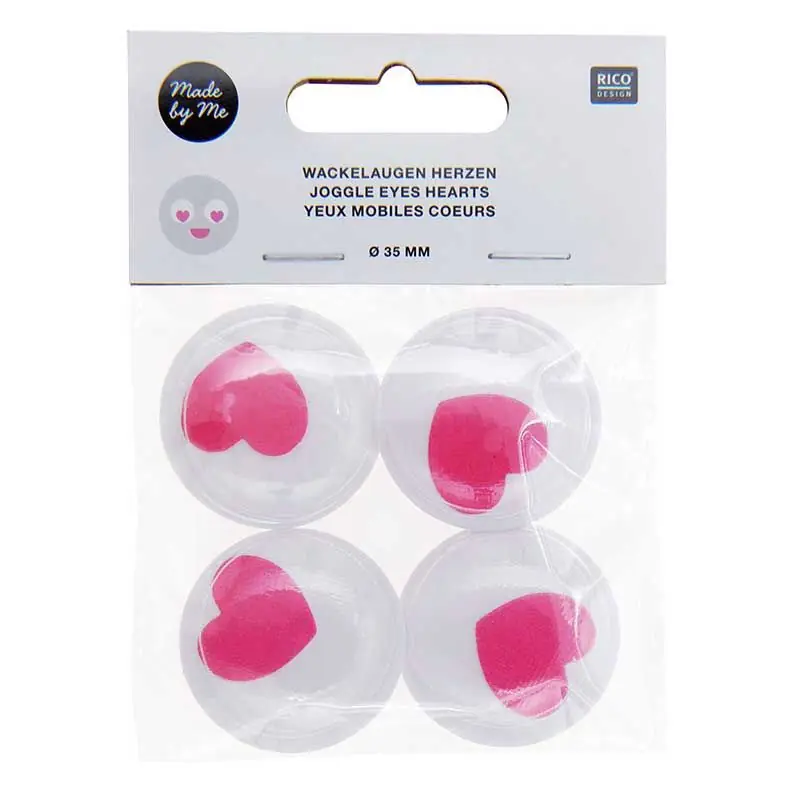 Yeux mobiles Ø 35 mm – Cœur rose Promozione Esclusiva